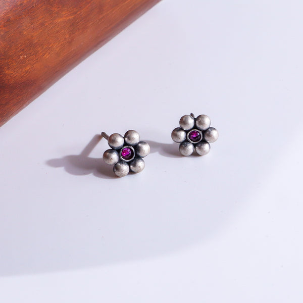 Pink Stone Kudi Earrings - Medium
