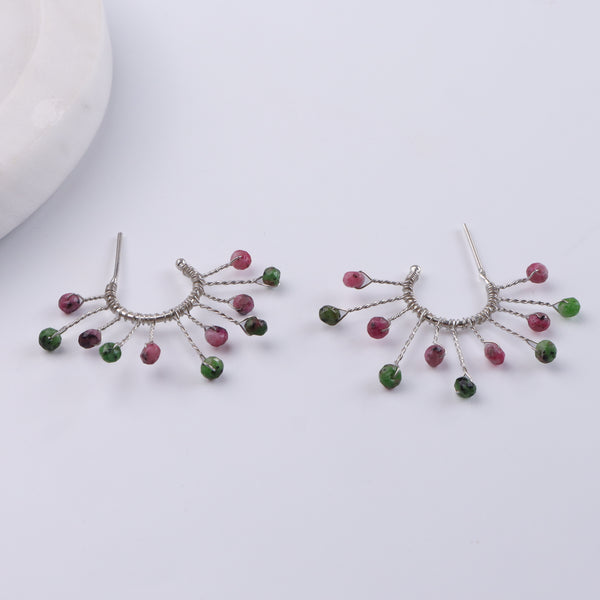 Pink & Green Jade Snowflake Hoops (Project Handmade)