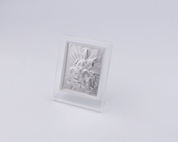 Silver Saraswati Devi Frame display