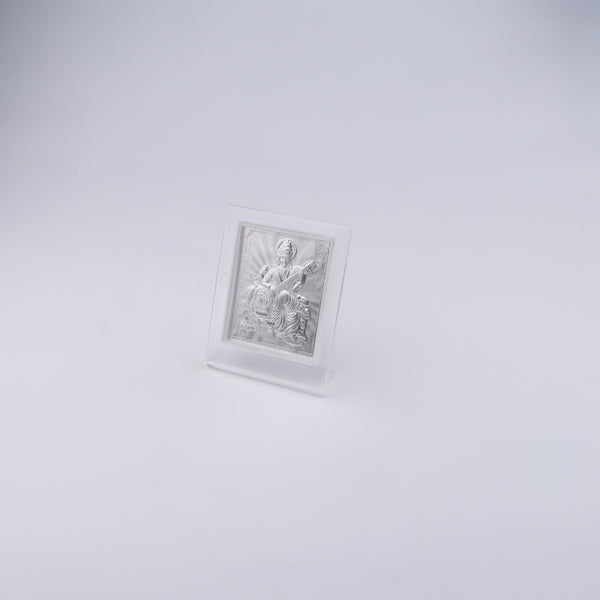 Silver Saraswati Devi Frame back view