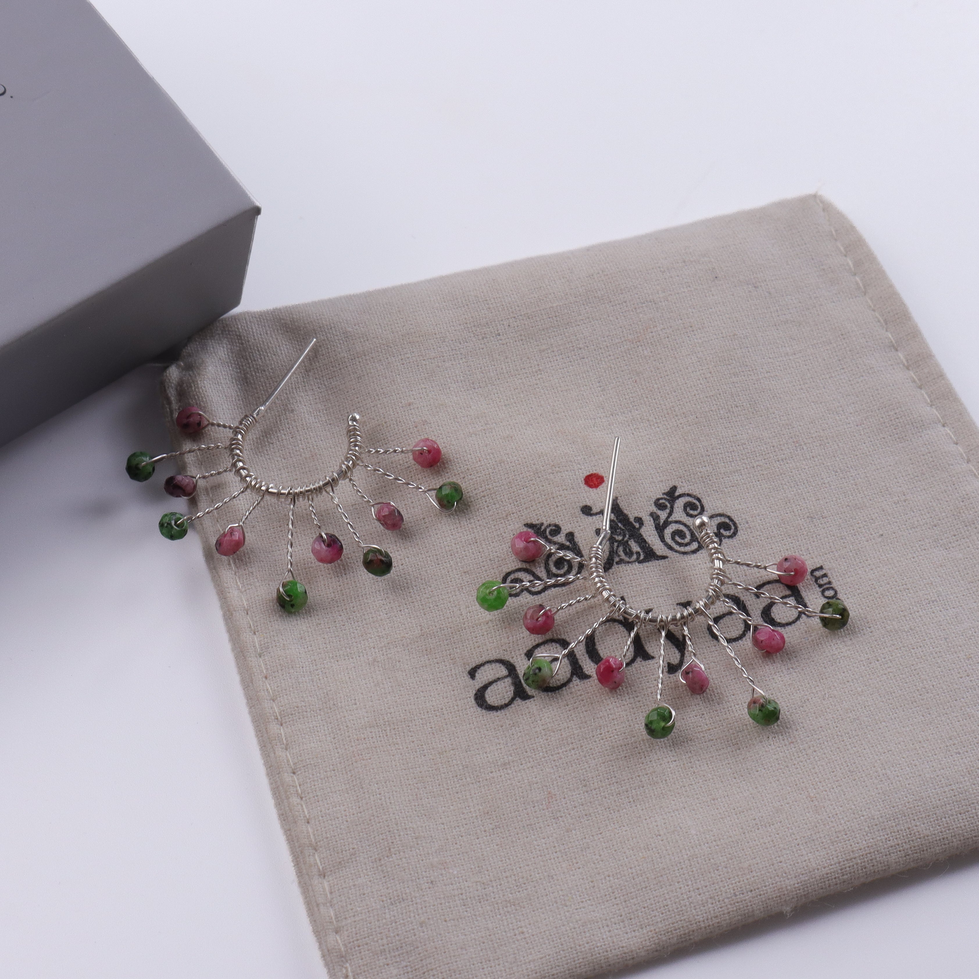 Pink & Green Jade Snowflake Hoops (Project Handmade)