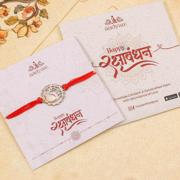 Silver Laser cut Rakhi