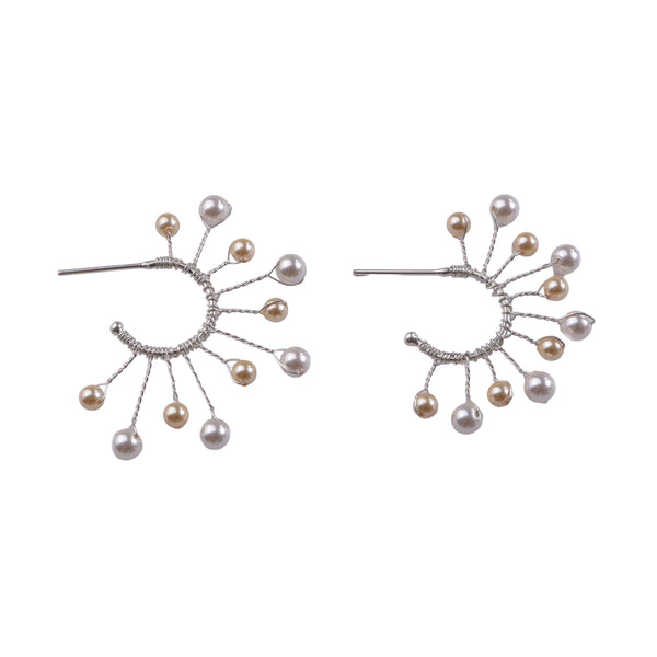Golden & White Pearl Snowflake Hoops (Project Handmade)
