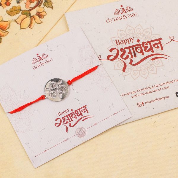 Silver Laser Cut Rose Bunch Rakhi