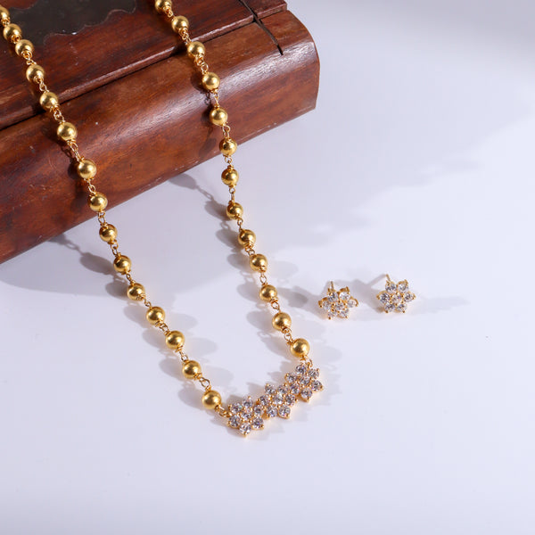 Big Flower Motif Bead Studded Set | 22K Gold Plated