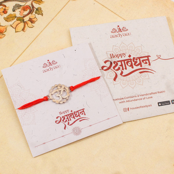 Silver Laser cut Om  Rakhi: Big
