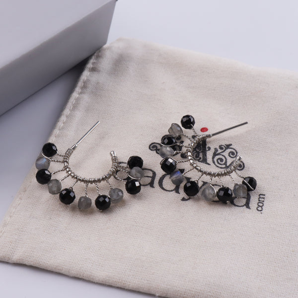 Labradorite & Black Spinel Hoops (Project Handmade)