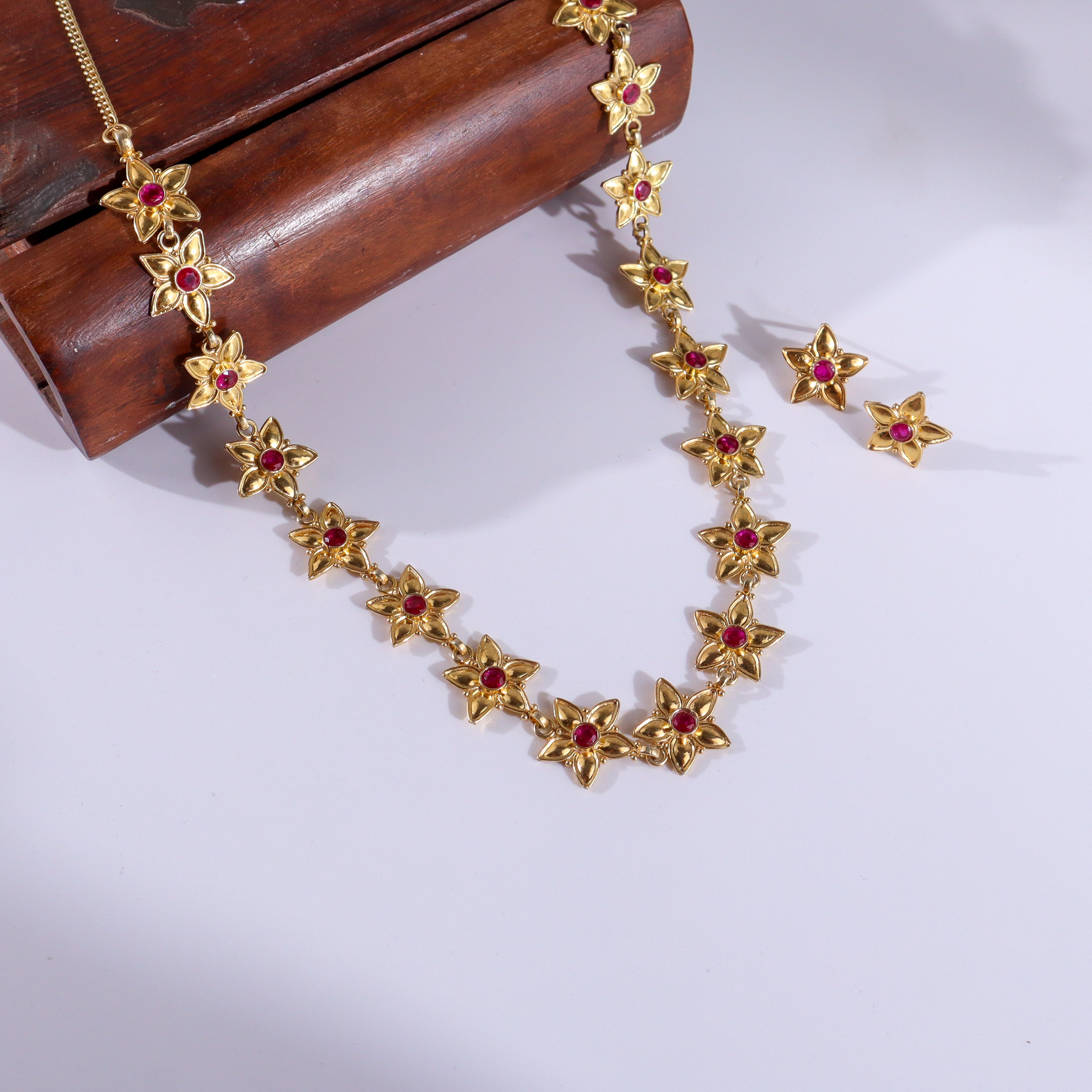 Prajakta Flower Haar Set | 22k Gold Plated
