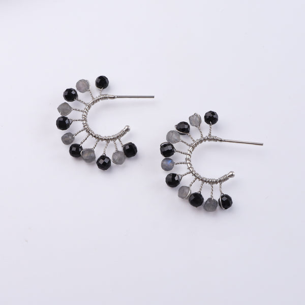 Labradorite & Black Spinel Hoops (Project Handmade)