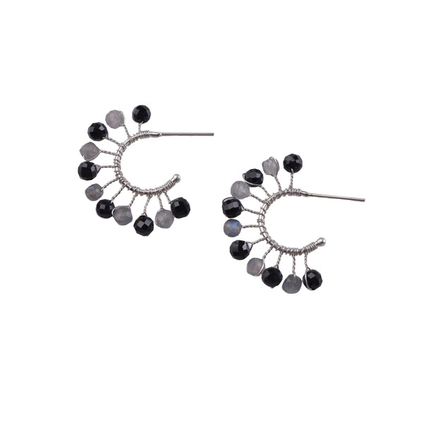 Labradorite & Black Spinel Hoops (Project Handmade)