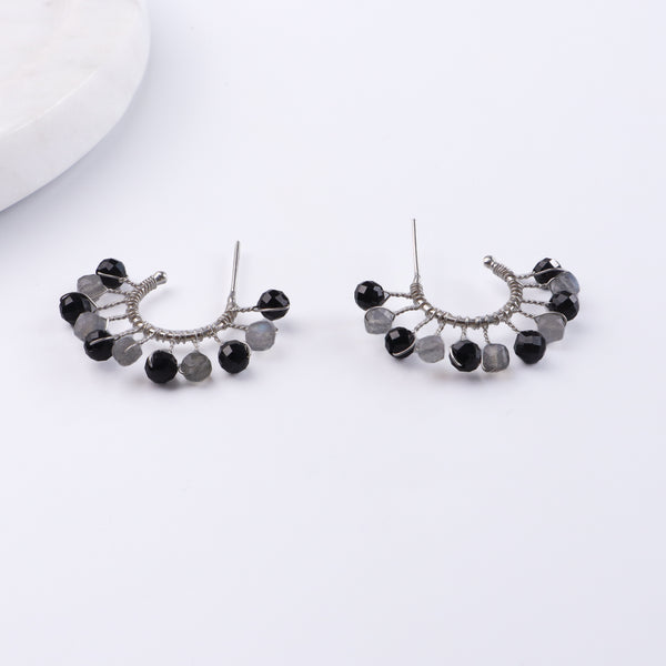 Labradorite & Black Spinel Hoops (Project Handmade)