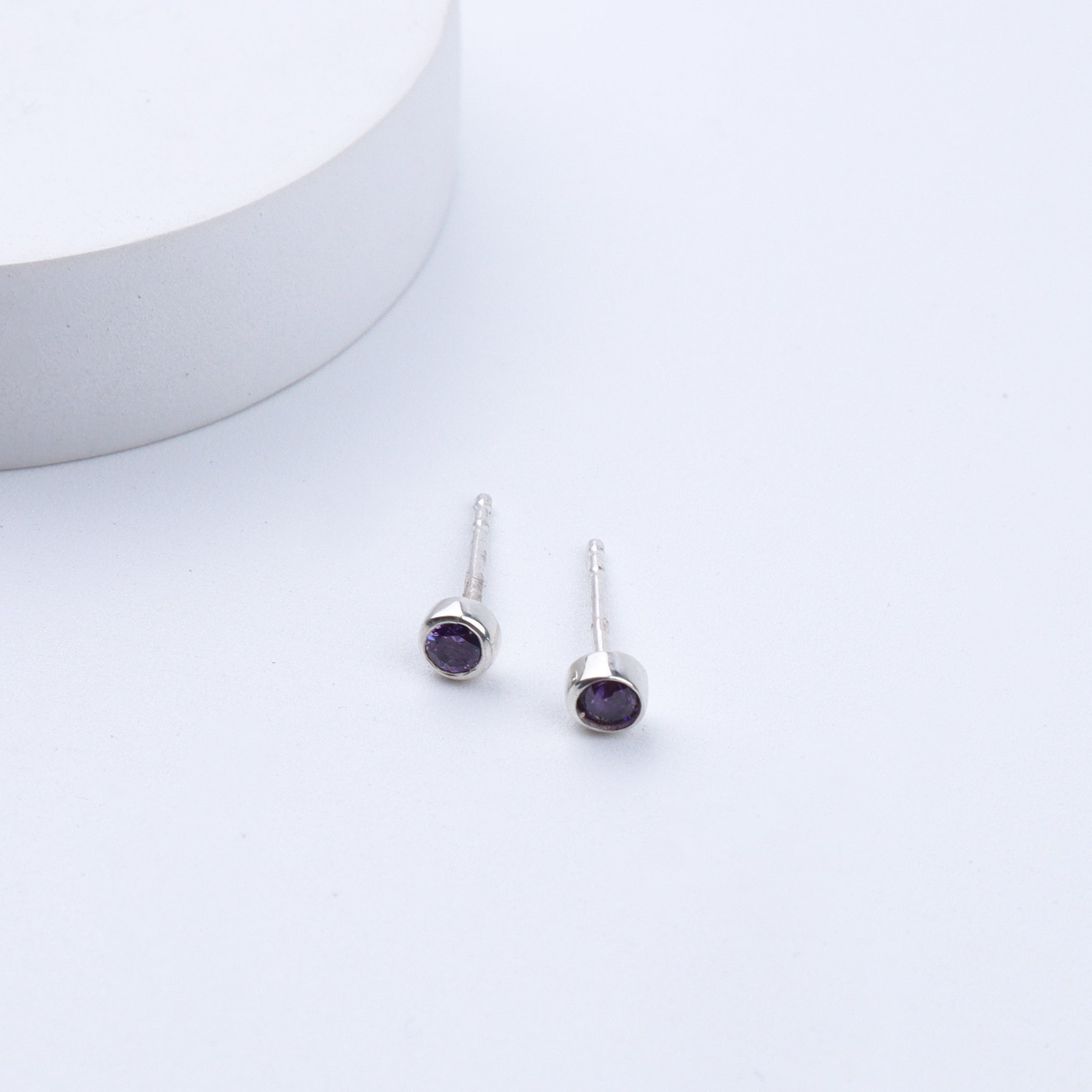 Tiny Purple Silver Studs | CZ | 92.5 Silver