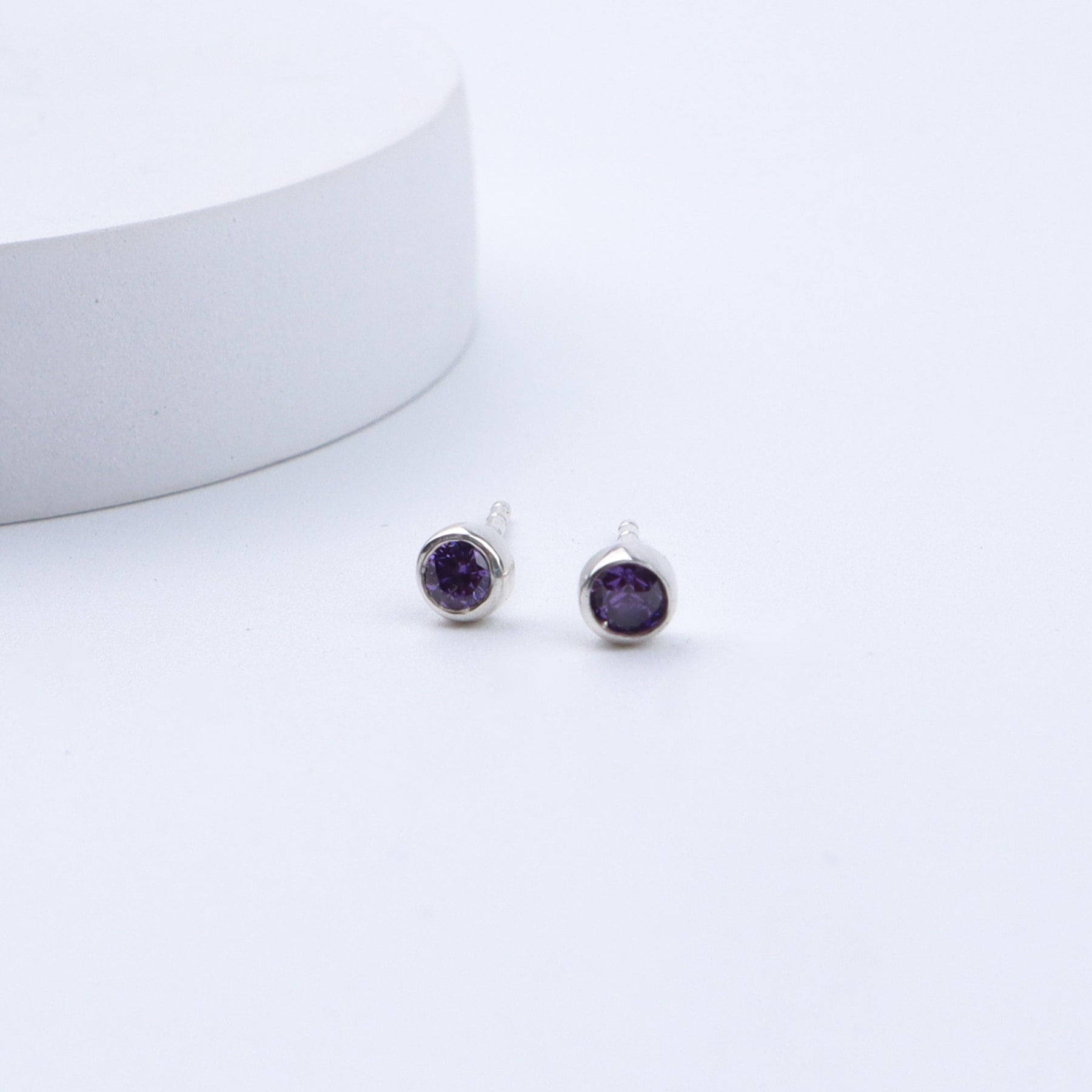Tiny Purple Silver Studs | CZ | 92.5 Silver