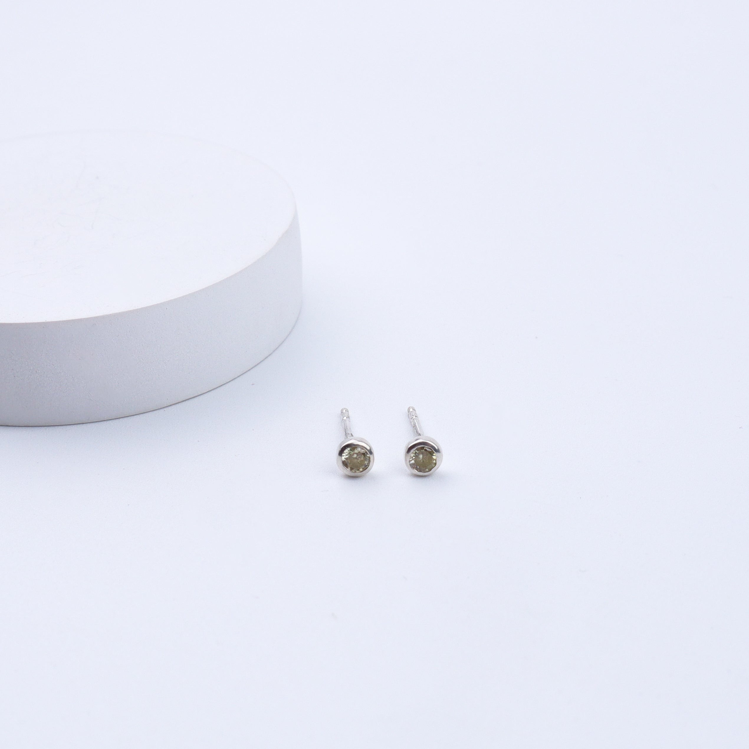 Tiny Yellow Silver Studs | CZ | 92.5 Silver