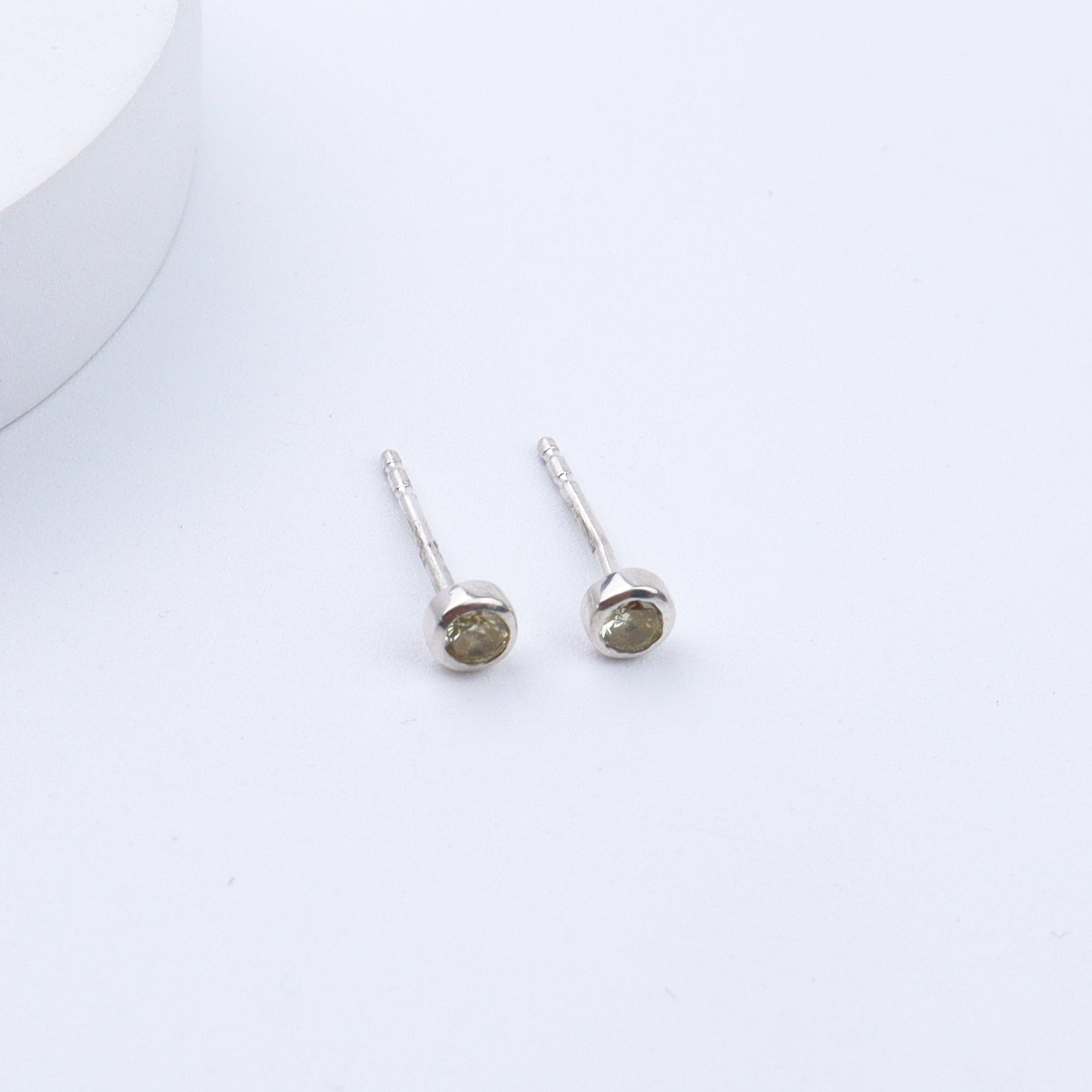 Tiny Yellow Silver Studs | CZ | 92.5 Silver