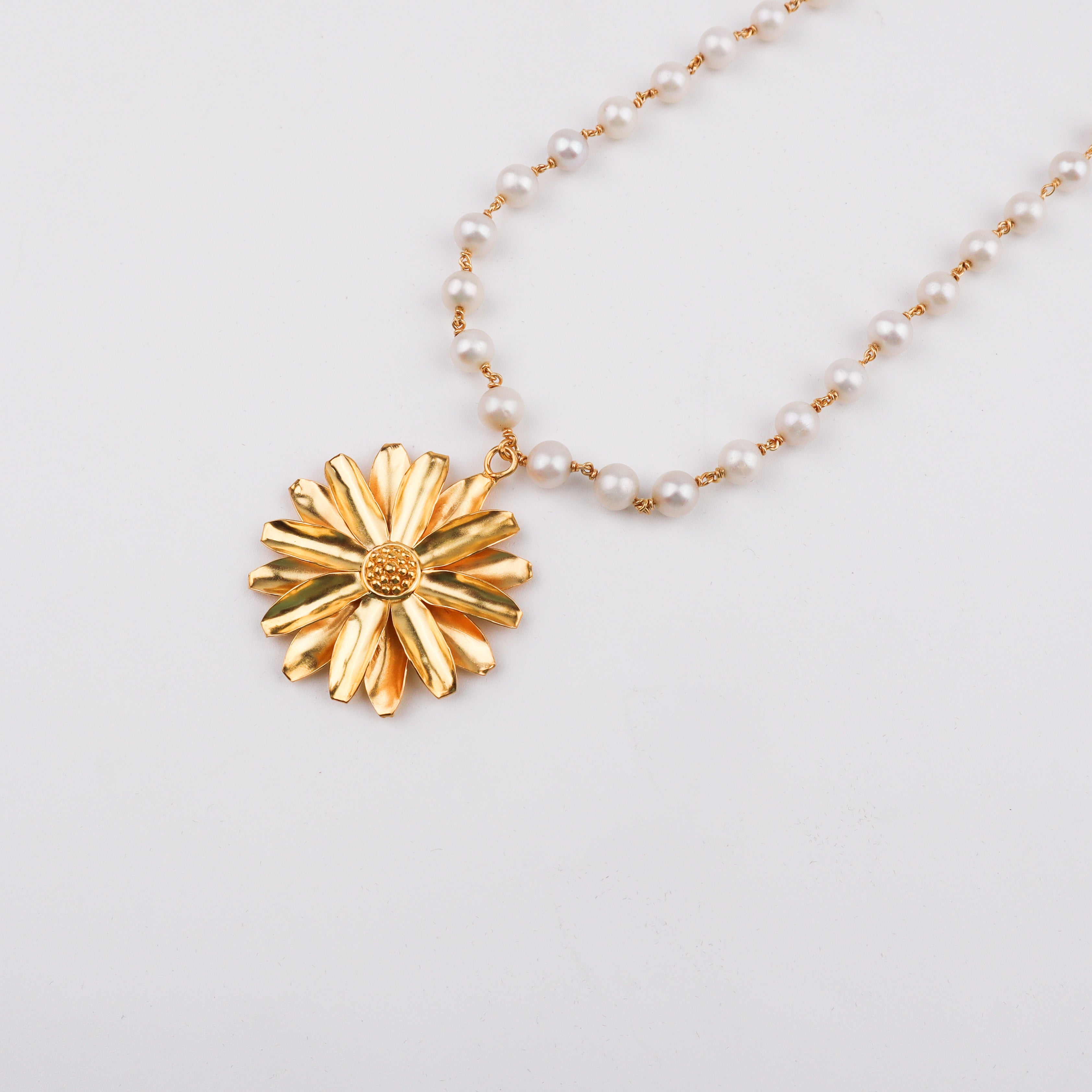 Soorajmukhi Pendant with Pearl Gold Plated | 92.5 Silver | 22k Gold Plated