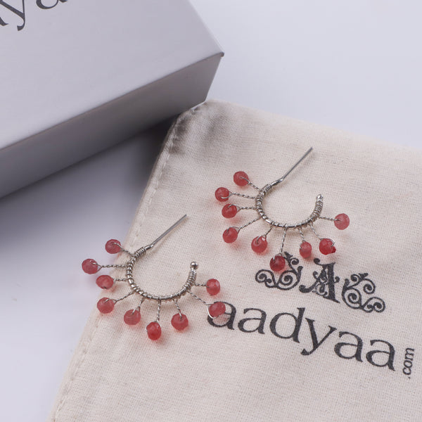 Pink Jade Snowflake Hoops (Project Handmade)