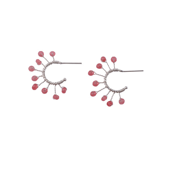 Pink Jade Snowflake Hoops (Project Handmade)