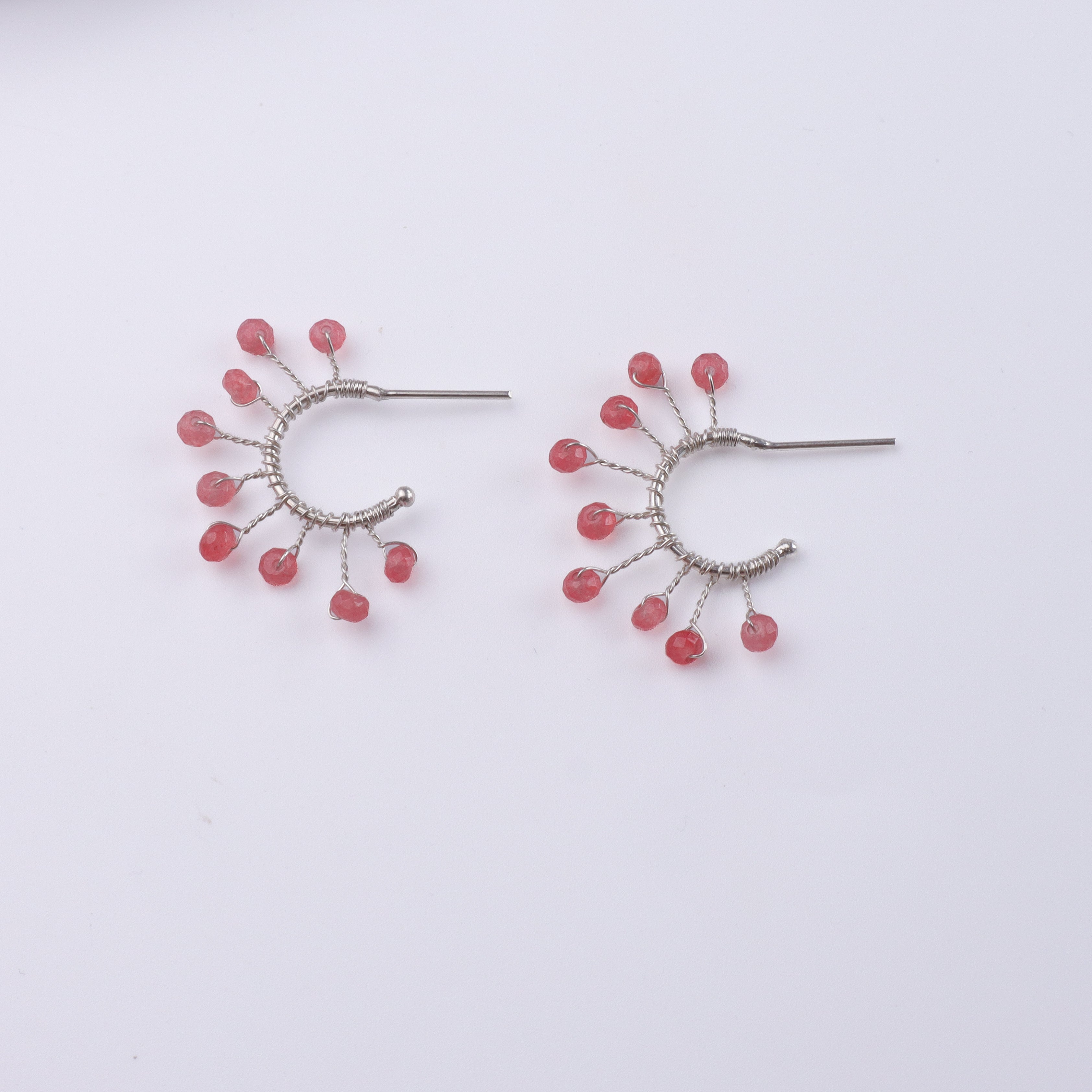 Pink Jade Snowflake Hoops (Project Handmade)