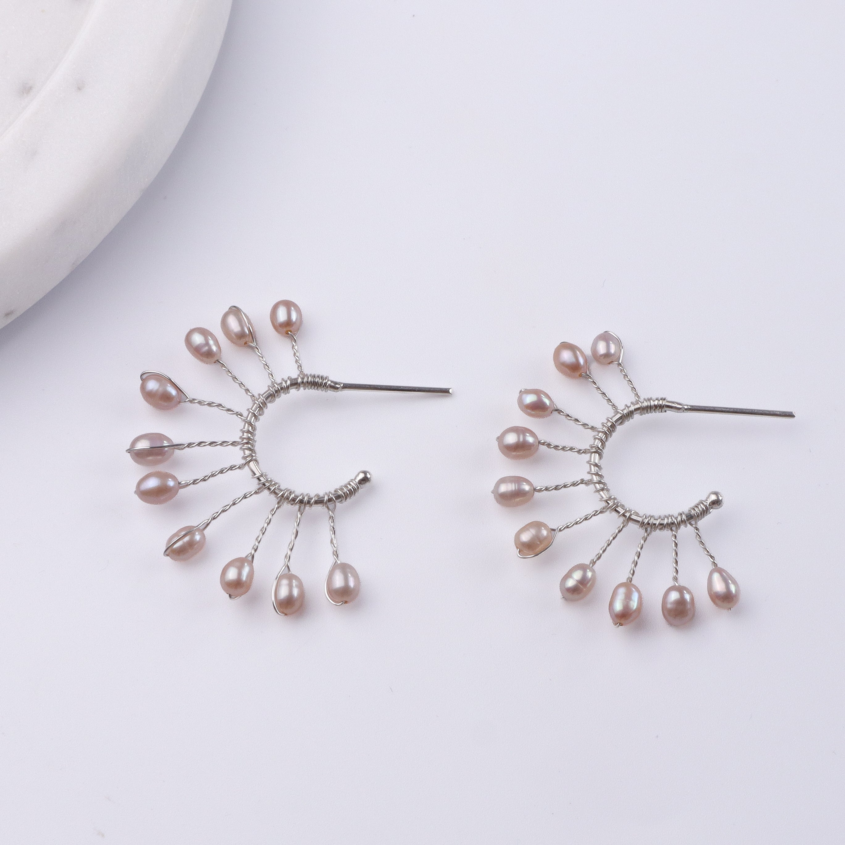 Rice Pearl Snowflake Hoops (Project Handmade)