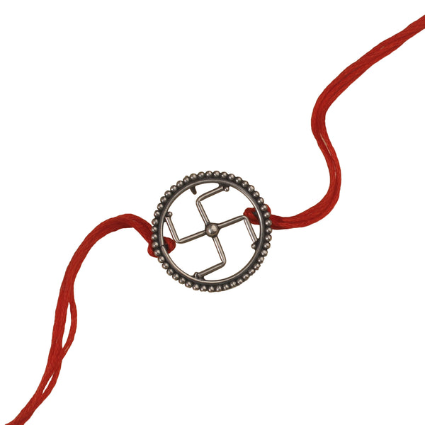 Handcrafted Silver Rakhi/Pendant: Swastik