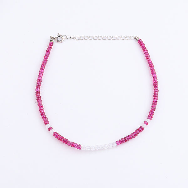 Rubies & Moonstone Anklet | 92,5 Sterling Silver