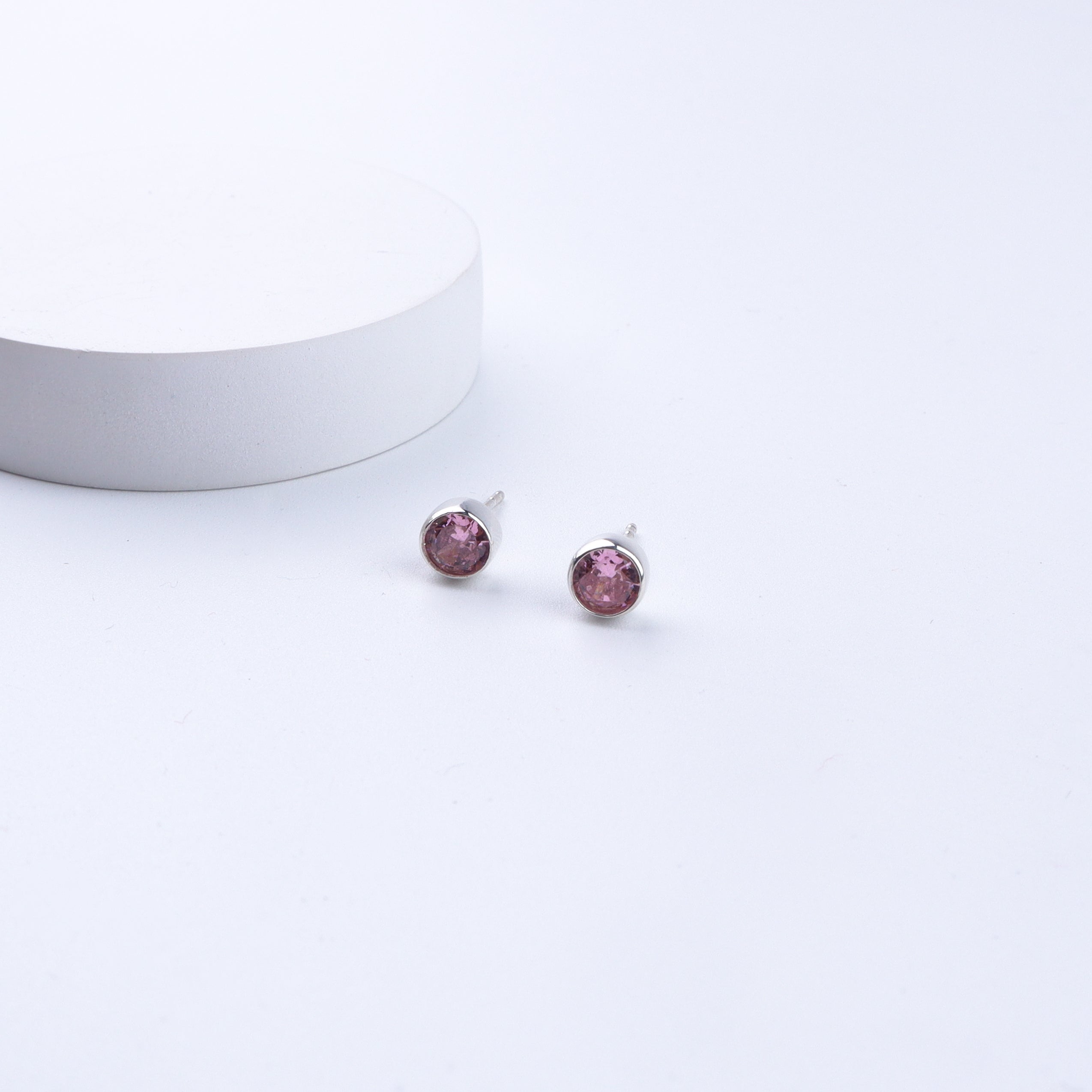 CZ Pink Stone Silver Studs | 92.5 Silver