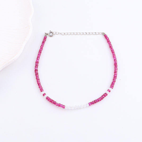 Rubies & Moonstone Anklet | 92,5 Sterling Silver