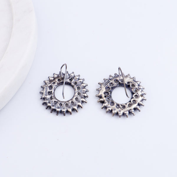 Karwar Chakra Earrings (White): Hook Style