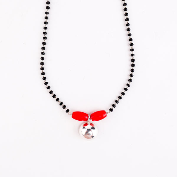 Silver Vatee String Mangalsutra with Coral