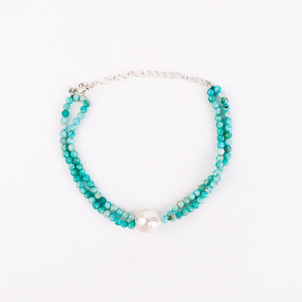Blue Jade & Pearl Bracelet