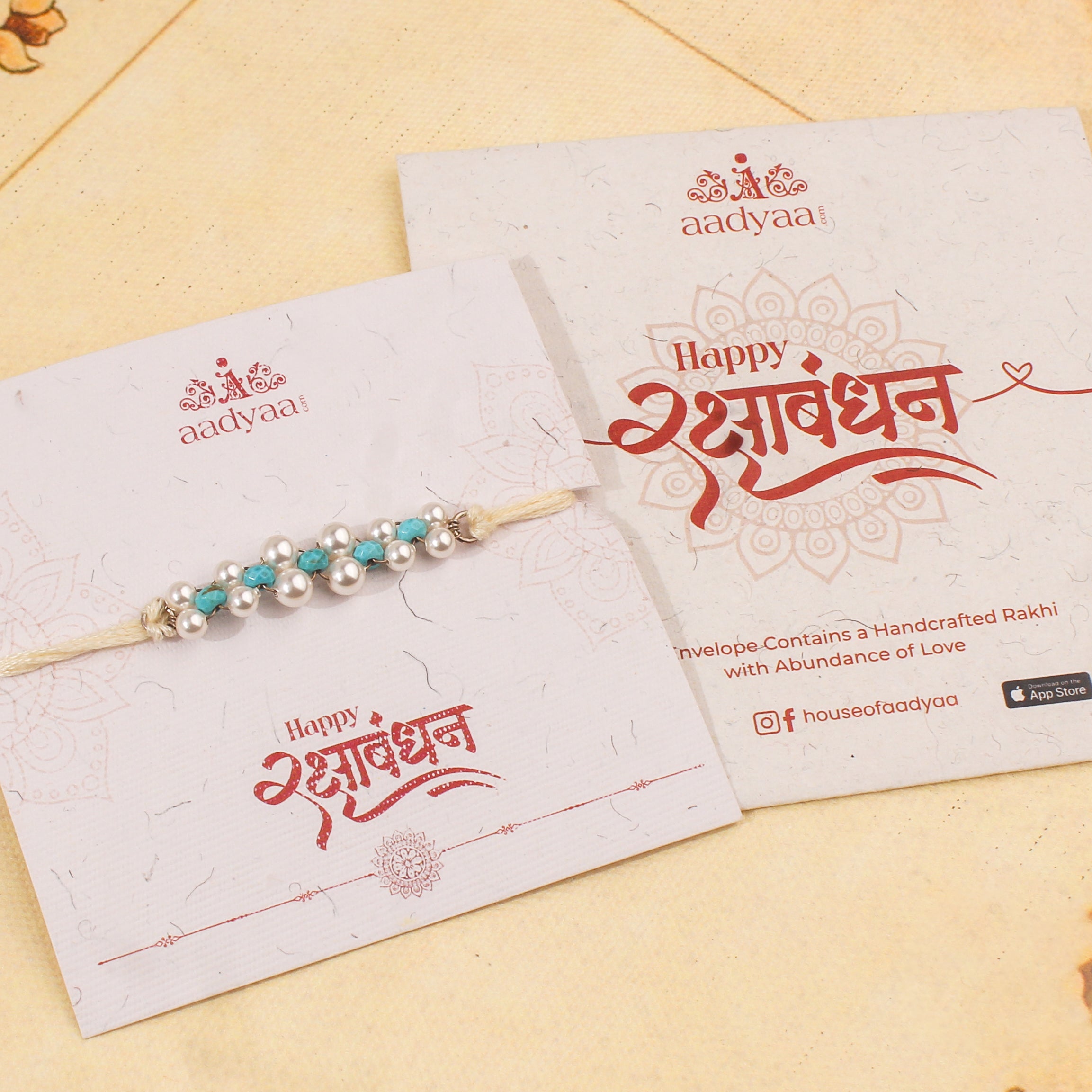 Handmade Turquoise and Pearl Rakhi