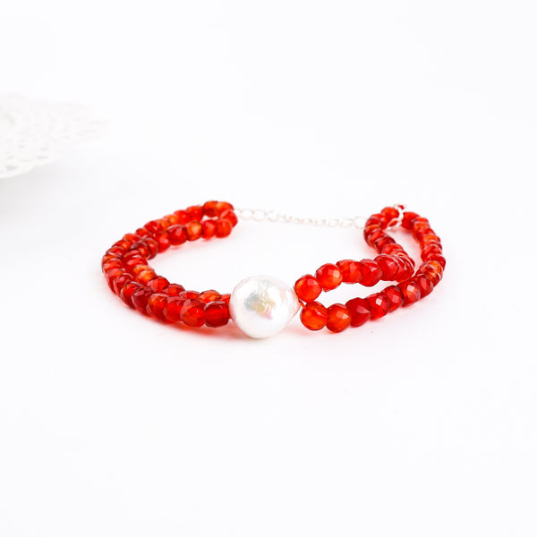 Carnelian & Pearl Bracelet