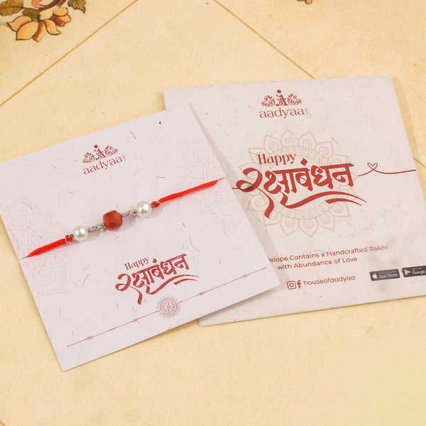 Carnelian & Pearl Rakhi (Project Handmade)