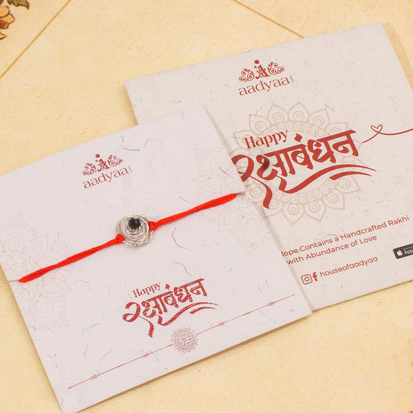 Black Spinel & Rose Rakhi (Project Handmade)