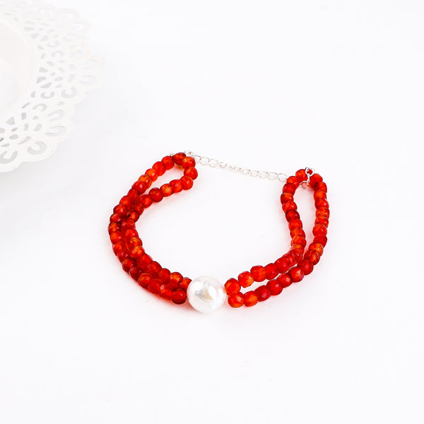 Carnelian & Pearl Bracelet