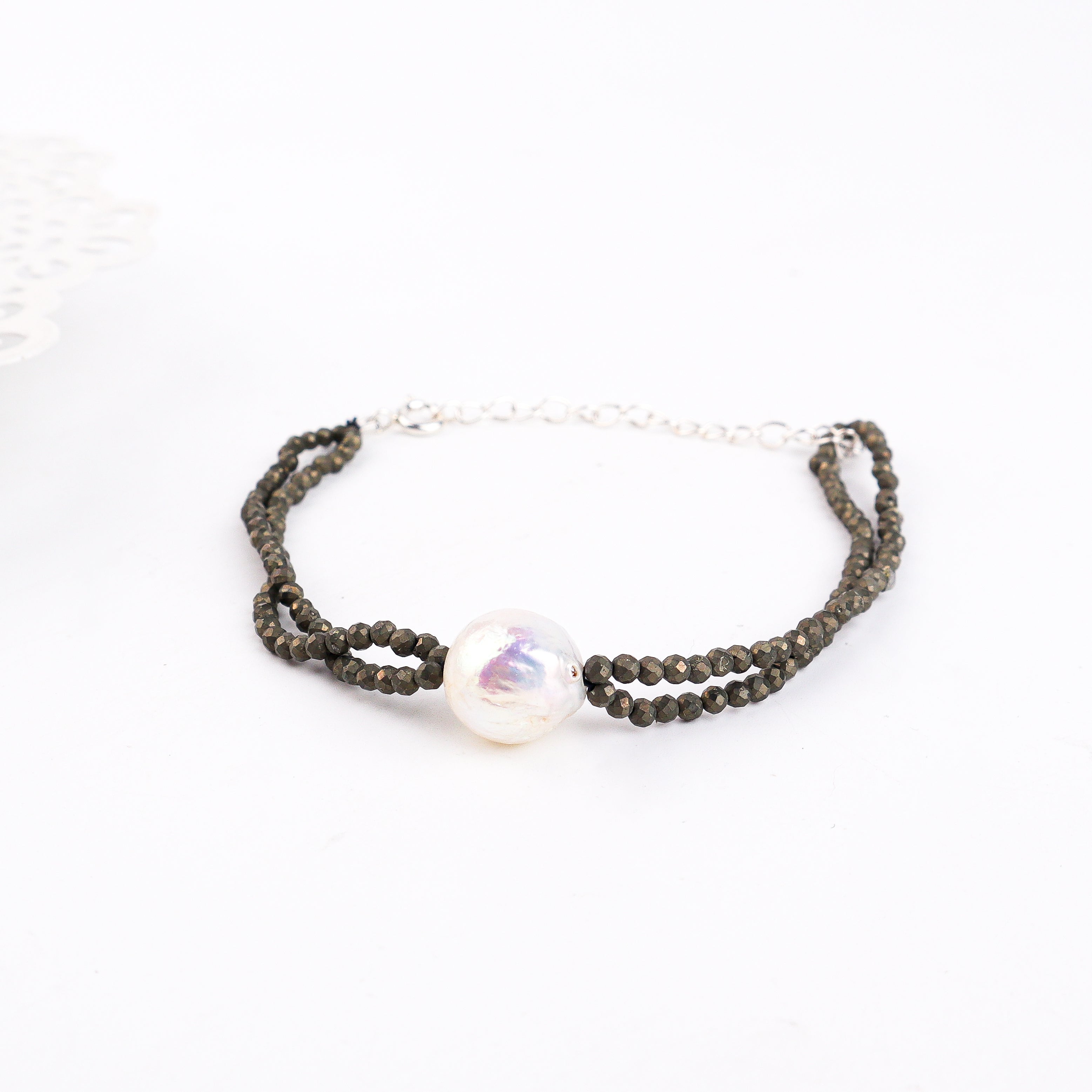 Pyrite & Pearl Bracelet