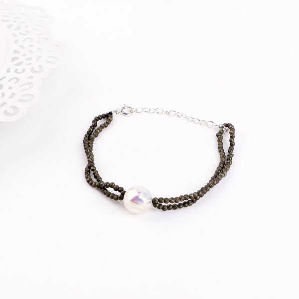 Pyrite & Pearl Bracelet
