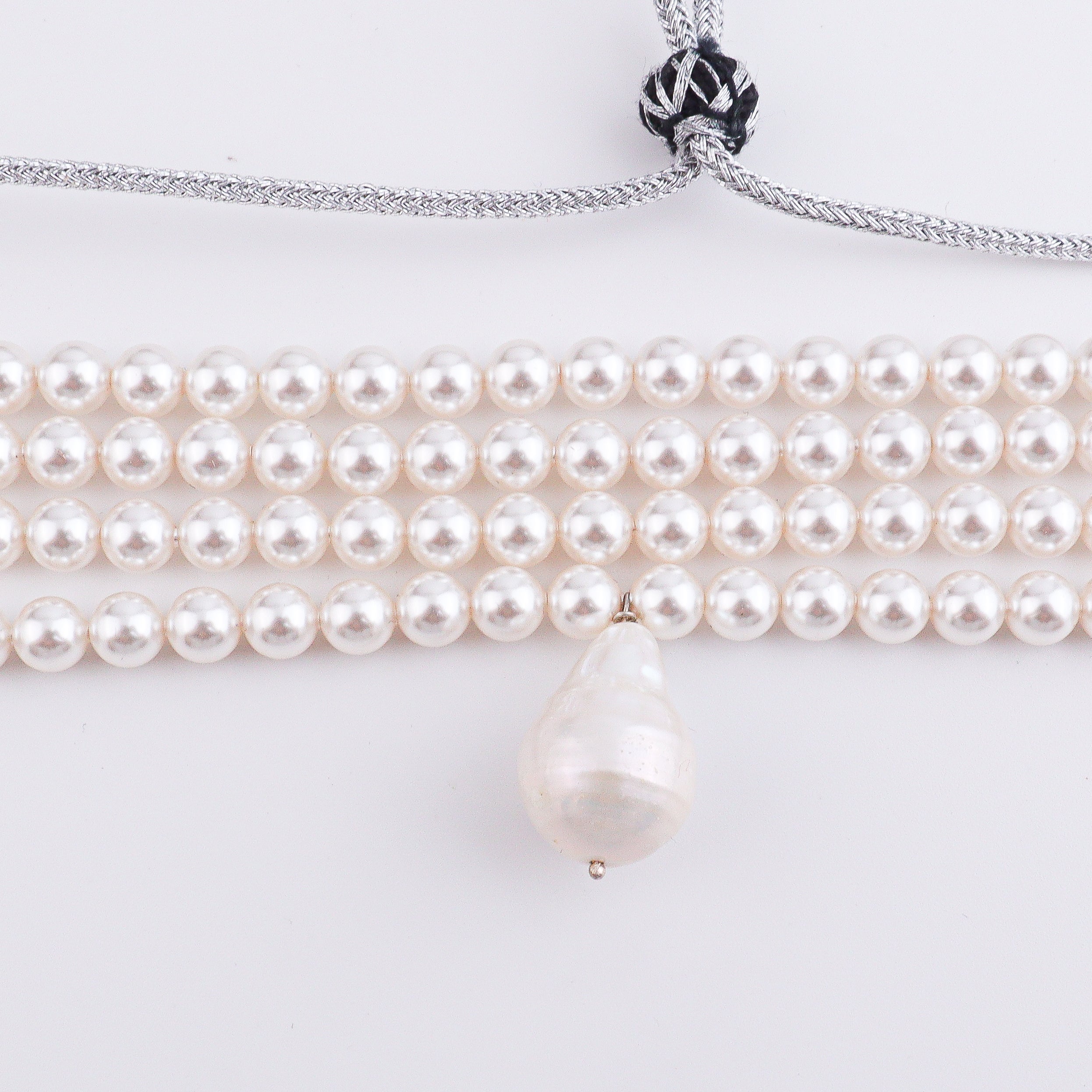 Four Layer Pearl Baroque Pearl Latkan Choker