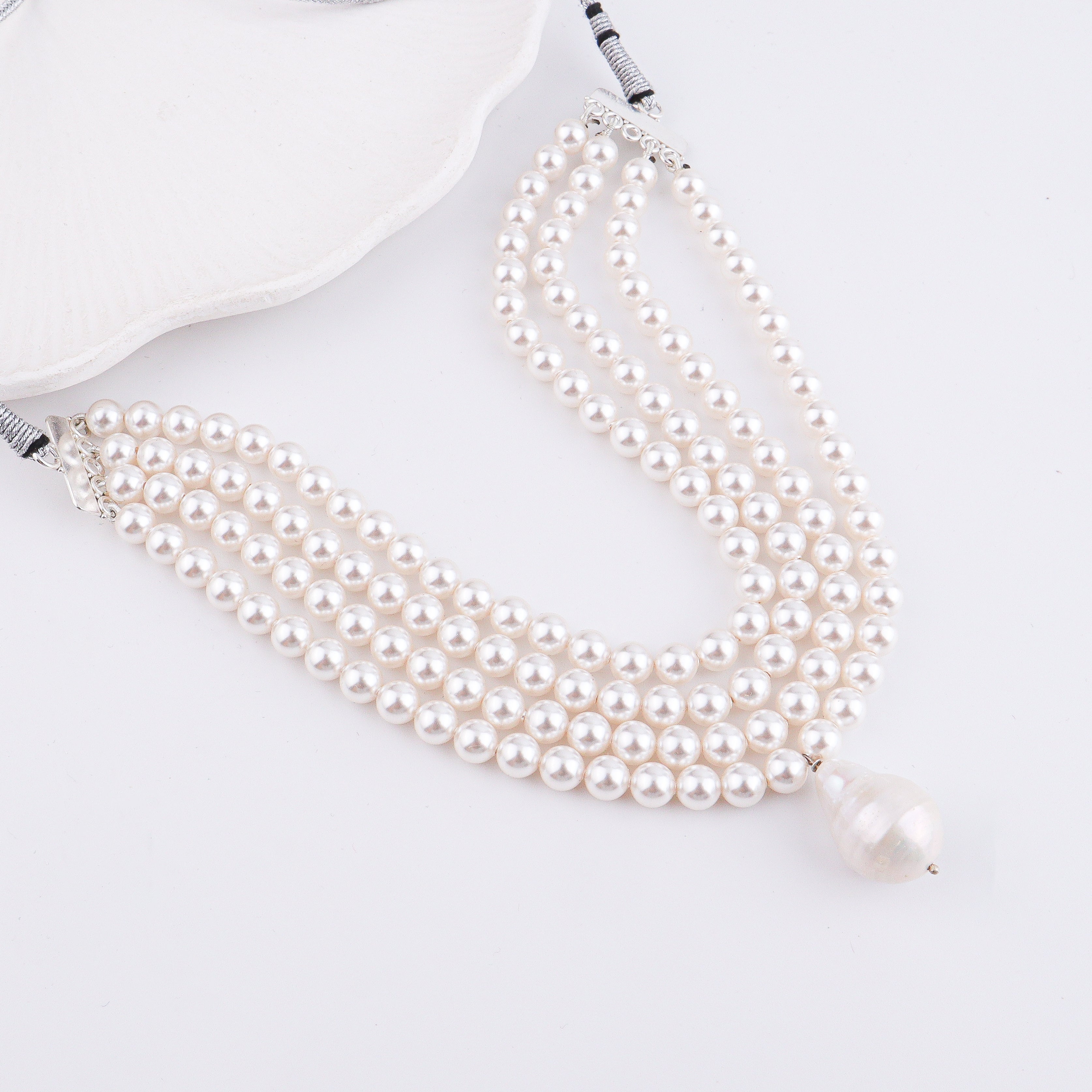 Four Layer Pearl Baroque Pearl Latkan Choker