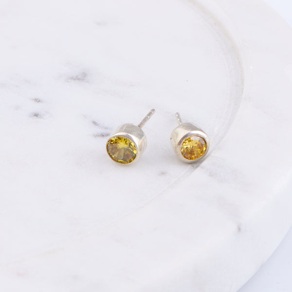 Yellow CZ Stone Studs