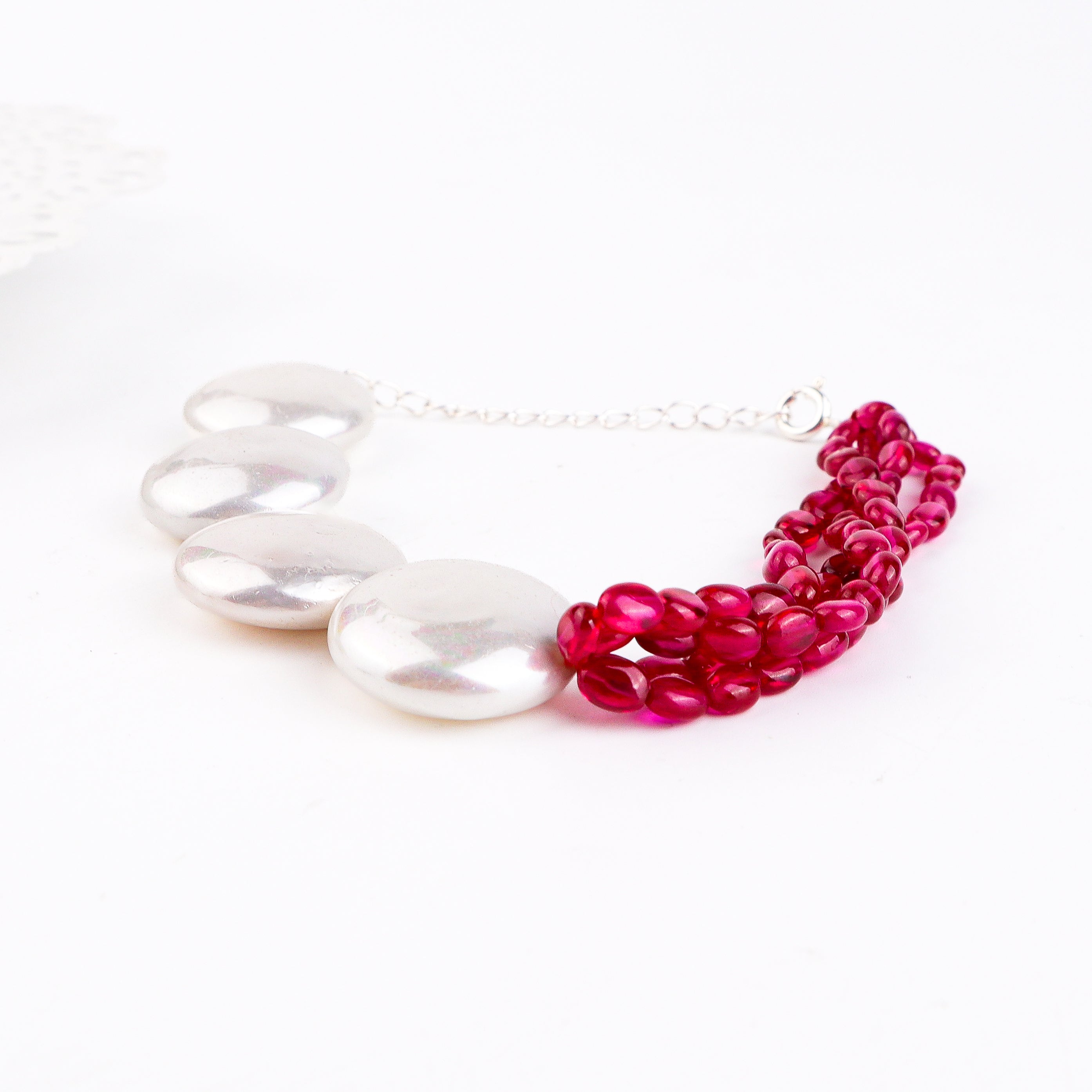Ruby & Coin Pearl Bracelet