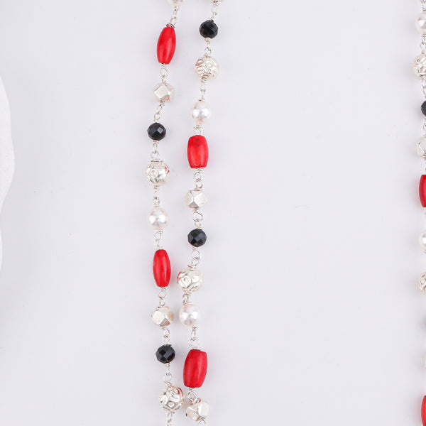 Double Layer Coral, Pearl, Mohanmaal Bead, Ashtapailu & Black Spinel Ganthan