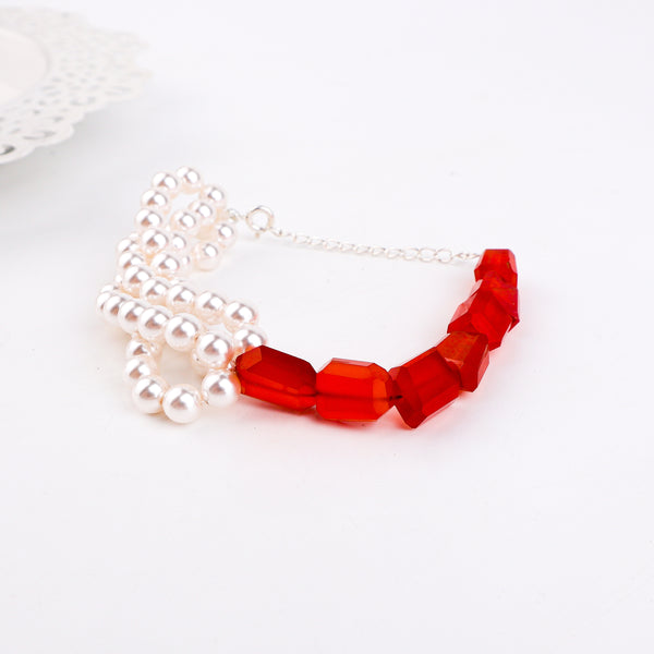 Carnelian & Fresh Water Pearl Bracelet