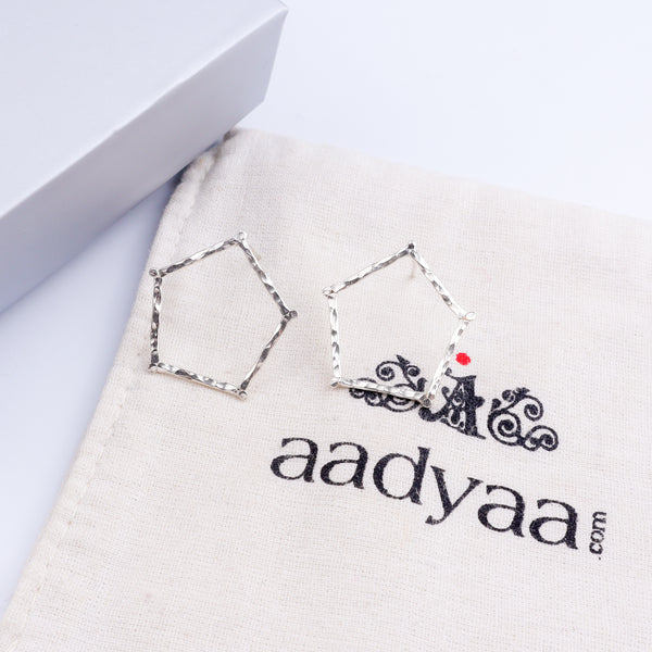 Handmade Hexagonal Earring (Hammered)