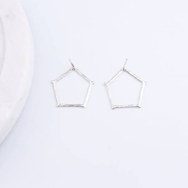 Handmade Hexagonal Earring (Hammered)
