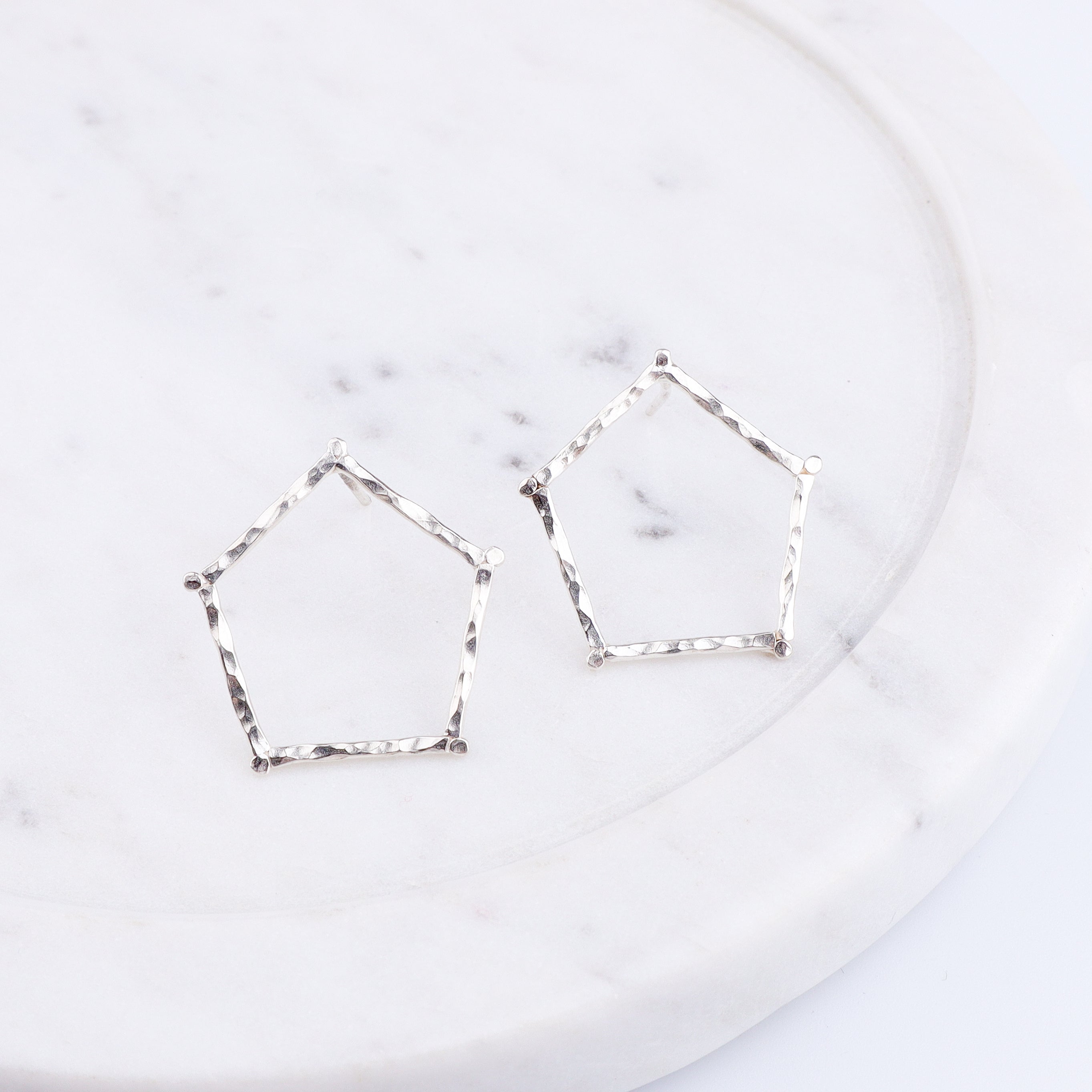 Handmade Hexagonal Earring (Hammered)