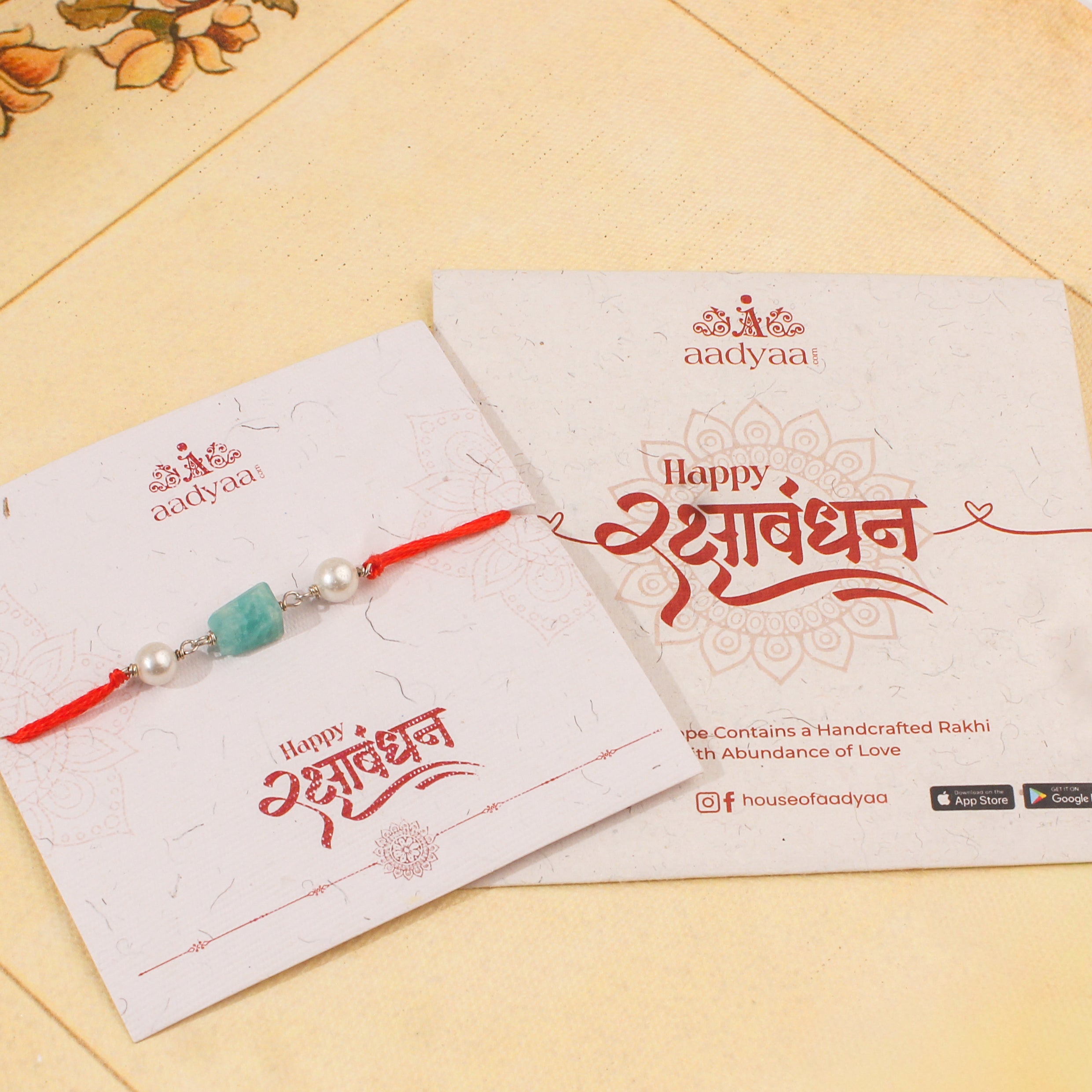 Amazonite & Pearl Rakhi (Project Handmade)