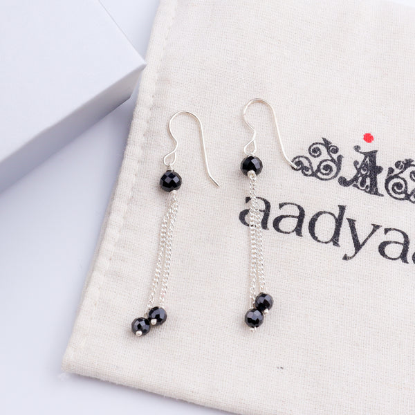 Black Onyx Silver Dangler
