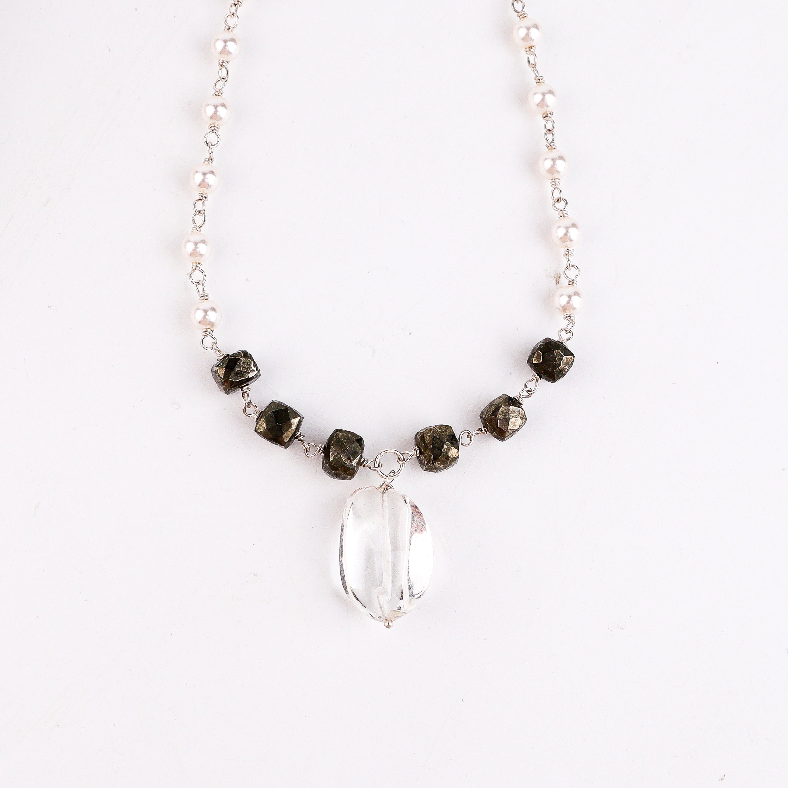 Multicolour Stone Necklace with Pearl Ganthan